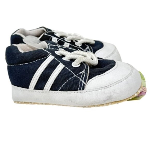 Darling Infant Prewalker Shoes Size 3 Boy Navy & White - Picture 1 of 5